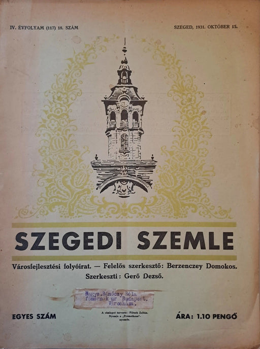 Szegedi Szemle IV. évfolyam 18. szám 1931. - Oskola Antikvárium