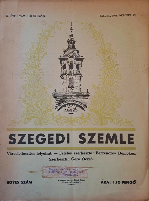Szegedi Szemle IV. évfolyam 18. szám 1931. - Oskola Antikvárium