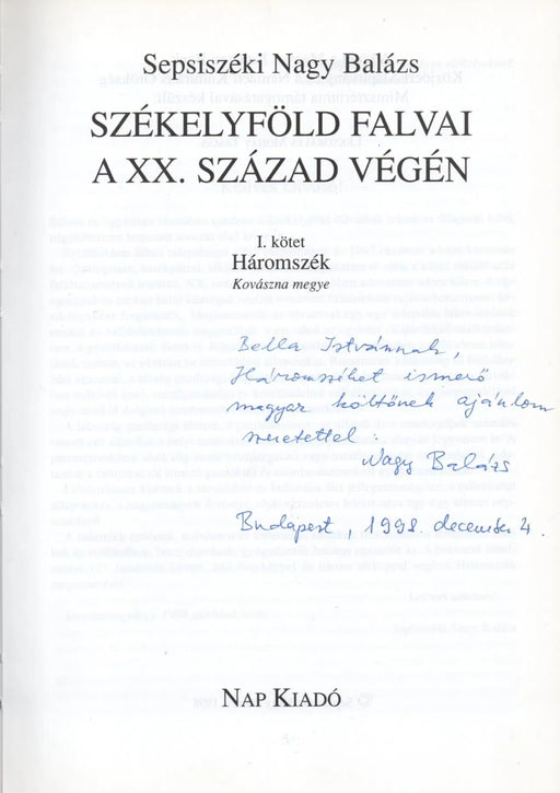 Székelyföld falvai a XX. század végén I. - Oskola Antikvárium