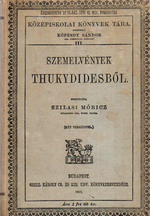 Szemelvények Thukydidesből - Oskola Antikvárium