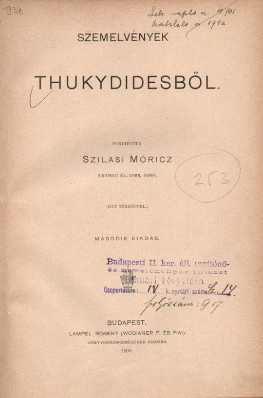 Szemelvények Thukydidesből - Oskola Antikvárium