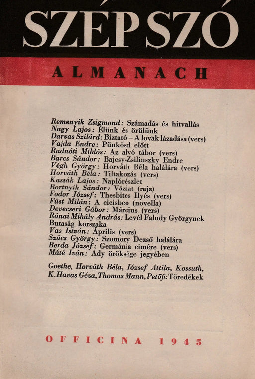 Szép Szó Almanach - Oskola Antikvárium