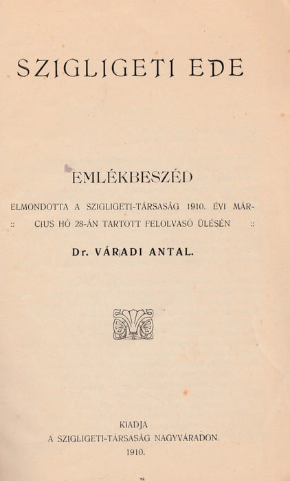 Szigligeti Ede - Oskola Antikvárium