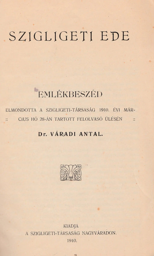 Szigligeti Ede - Oskola Antikvárium