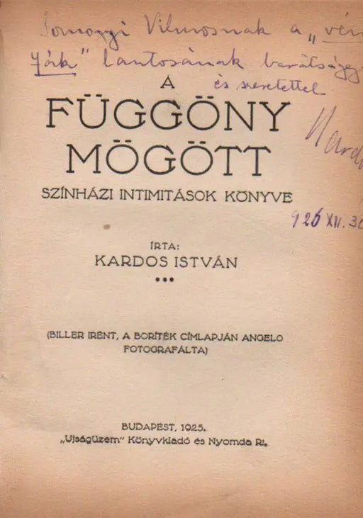 Színházi dolgok - A függöny mögött - Oskola Antikvárium