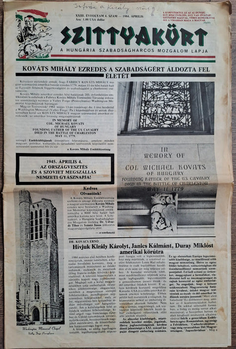 Szittyakürt XXIII. évfolyam 4. szám 1984. április - Oskola Antikvárium