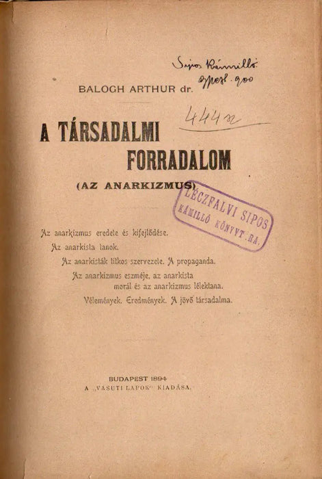 Szoczializmus és anarchizmus - A társadalmi forradalom (az anarkizmus) - Oskola Antikvárium