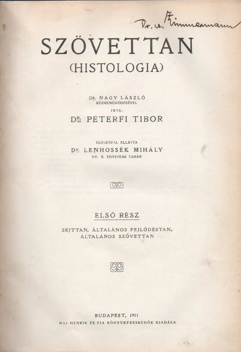 Szövettan (Histologia) I. - Oskola Antikvárium