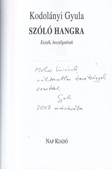Szóló hangra - Oskola Antikvárium