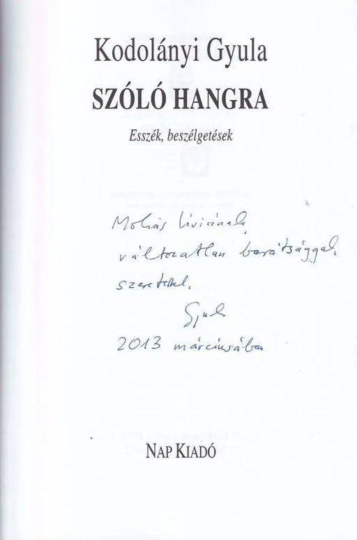 Szóló hangra - Oskola Antikvárium