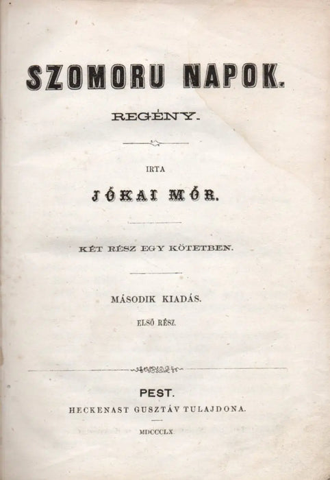 Szomoru napok I - II. - Oskola Antikvárium