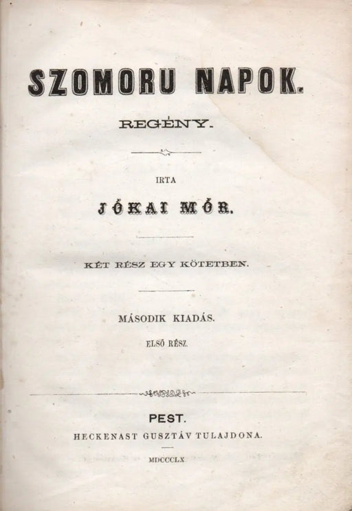 Szomoru napok I - II. - Oskola Antikvárium