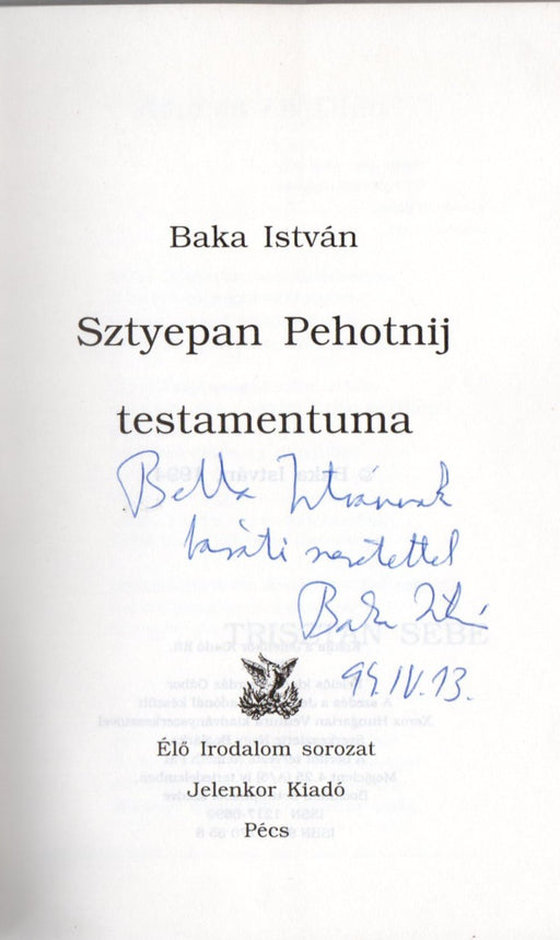 Sztyepan Pehotnij testamentuma - Oskola Antikvárium