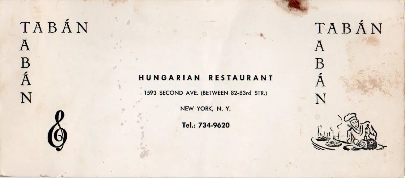 Tabán Hungarian Restaurant - Piano - Bár, New York - Horváth Jenő válogatott szerzeményei - Oskola Antikvárium
