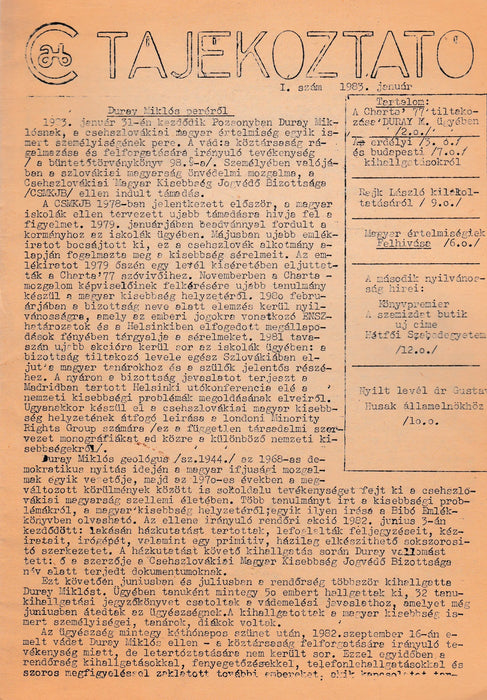 Tájékoztató 1983. január 1. szám - Oskola Antikvárium