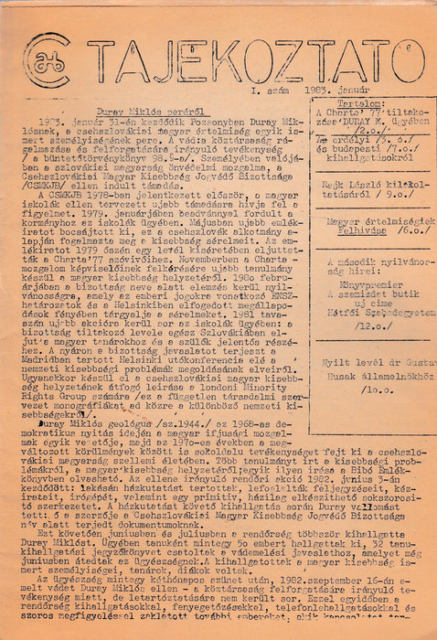 Tájékoztató 1983. január 1. szám - Oskola Antikvárium