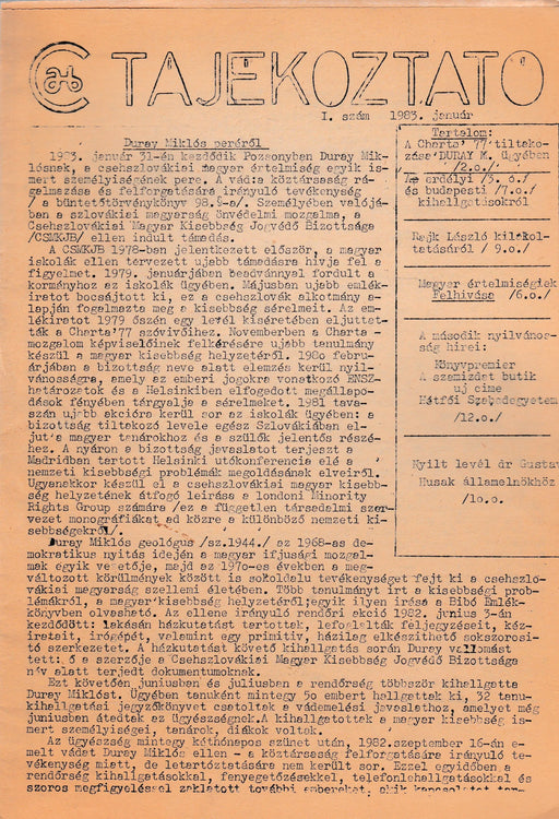 Tájékoztató 1983. január 1. szám - Oskola Antikvárium