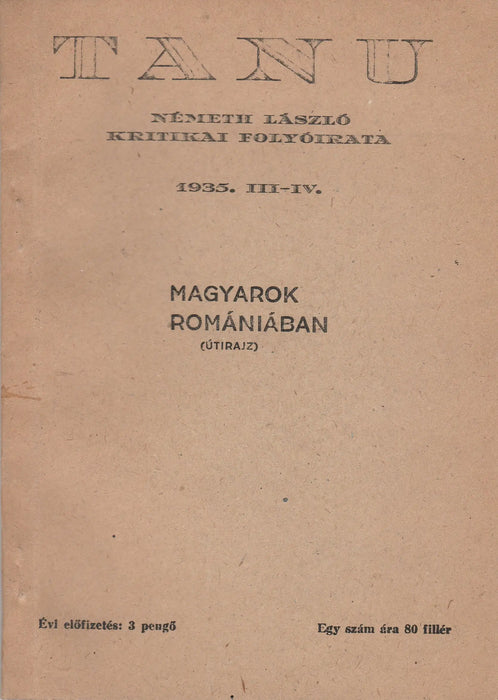 Tanu 1935. III - IV. - Oskola Antikvárium
