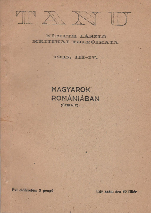 Tanu 1935. III - IV. - Oskola Antikvárium