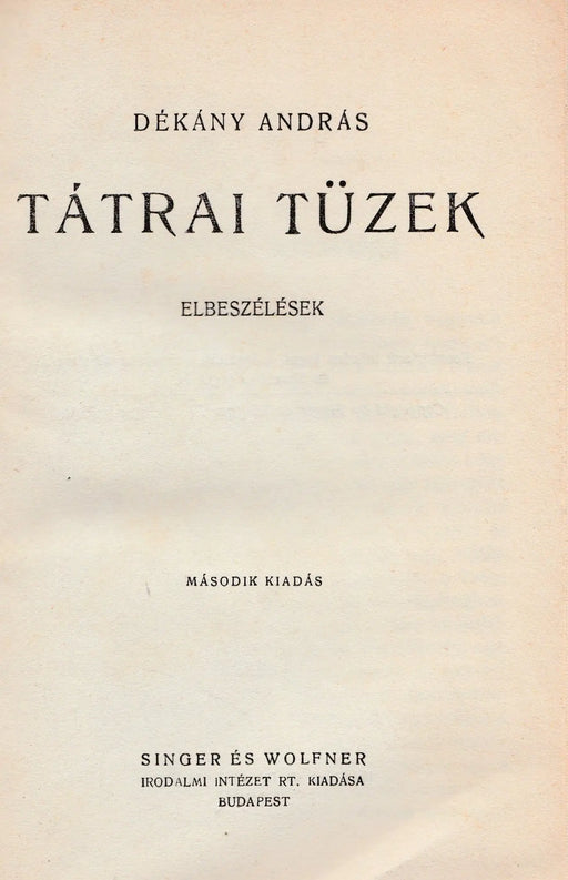 Tátrai tüzek - Oskola Antikvárium