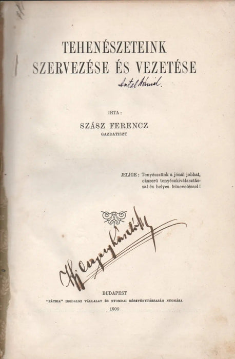 Tehenészeteink szervezése és vezetése - Oskola Antikvárium
