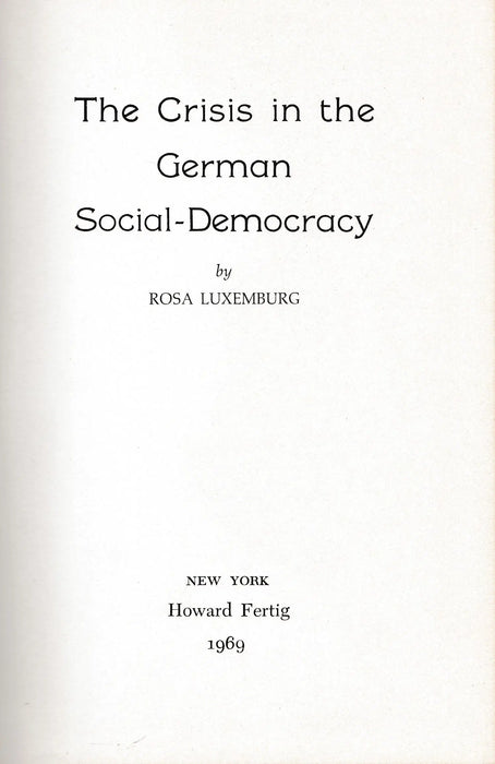 The Crisis in the German Social - Democracy - Oskola Antikvárium