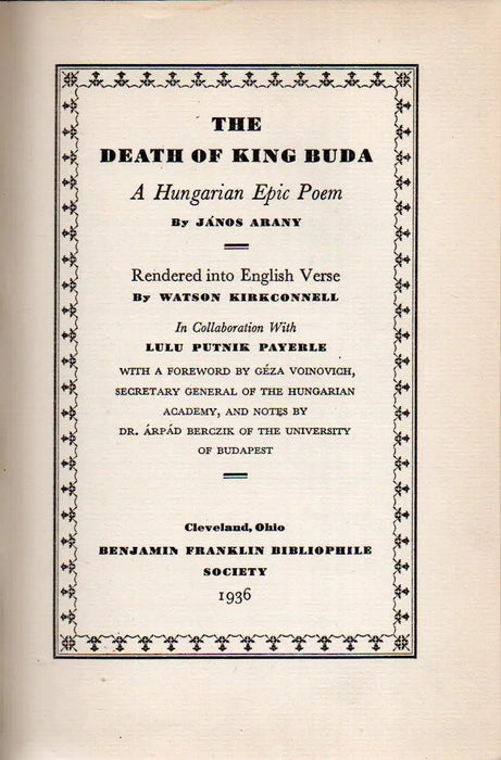 The Death of King Buda - Oskola Antikvárium