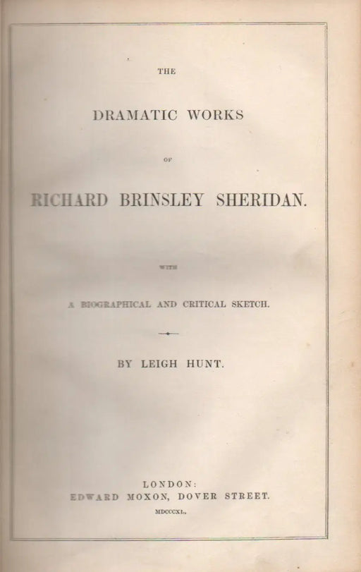 The Dramatic Works of Richard Brinsley Sheridan - Oskola Antikvárium