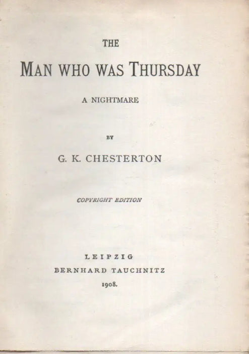 The Man Who Was Thursday - Oskola Antikvárium