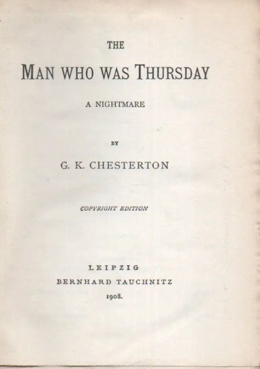 The Man Who Was Thursday - Oskola Antikvárium