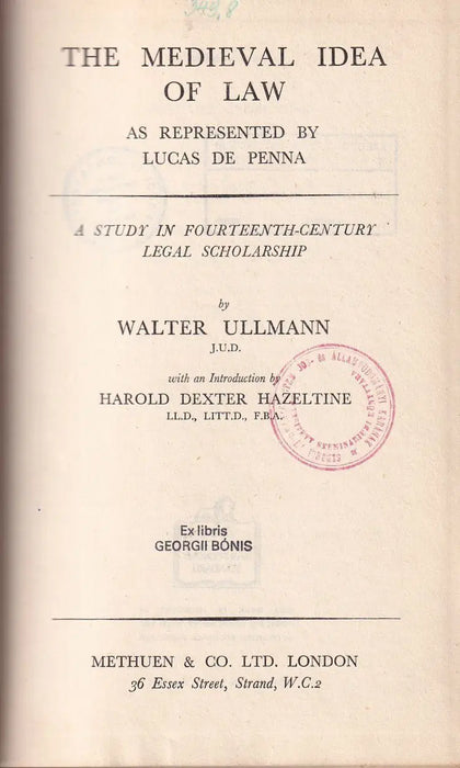 The Medieval Idea of Law - Oskola Antikvárium