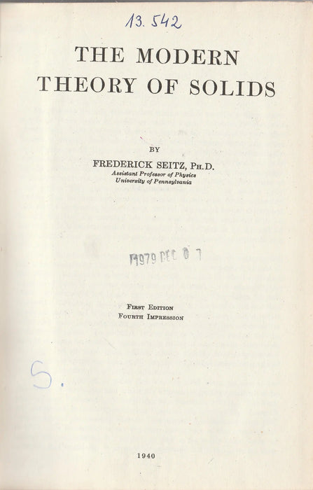 The Modern Theory of Solids - Oskola Antikvárium
