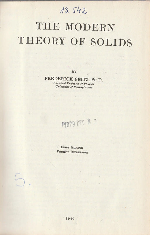 The Modern Theory of Solids - Oskola Antikvárium
