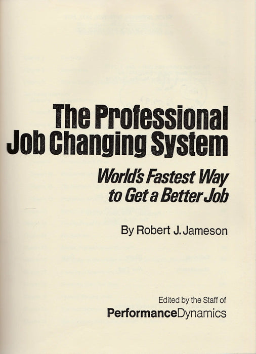 The Professional Job Changing System - Oskola Antikvárium