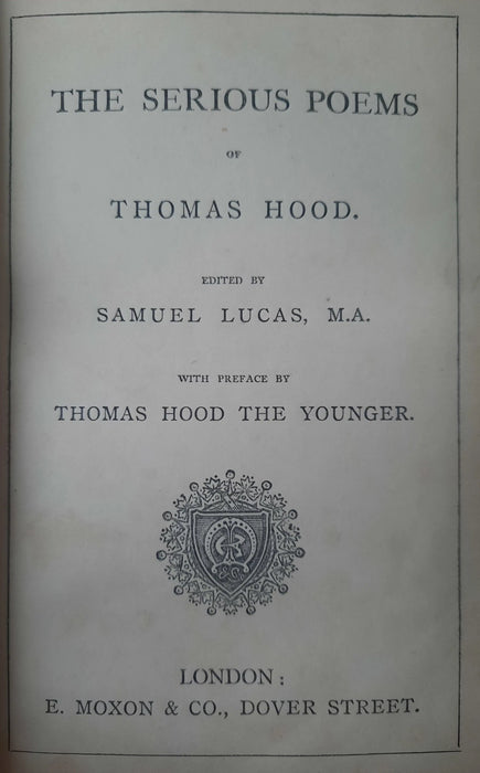 The Serious Poems of Thomas Hood - Oskola Antikvárium