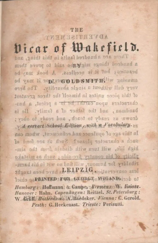 The Vicar of Wakefield - Oskola Antikvárium
