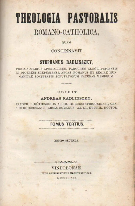 Theologia pastoralis romano - catholica I - III. - Oskola Antikvárium