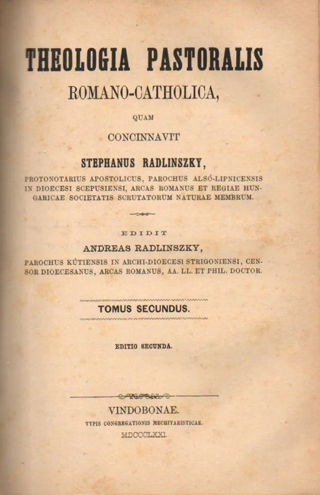 Theologia pastoralis romano - catholica I - III. - Oskola Antikvárium