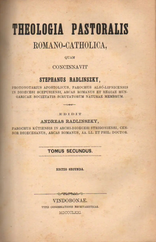 Theologia pastoralis romano - catholica I - III. - Oskola Antikvárium