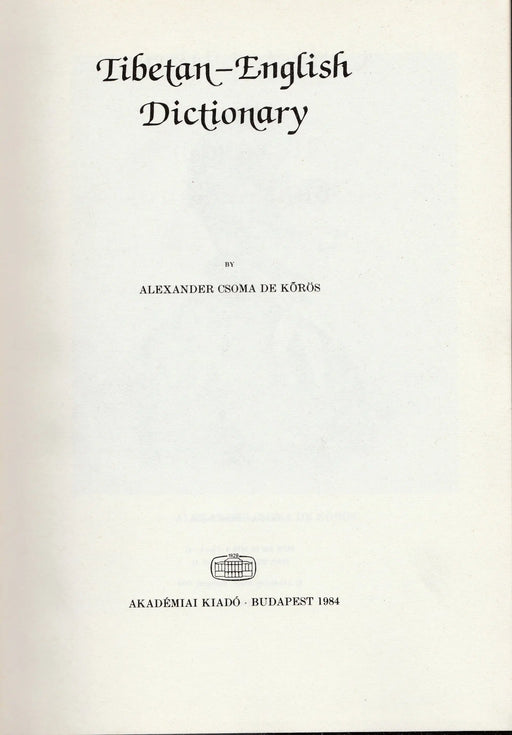 Tibetan - English Dictionary - Oskola Antikvárium