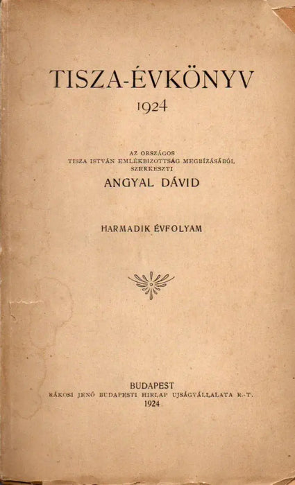 Tisza - évkönyv 1924 - Oskola Antikvárium