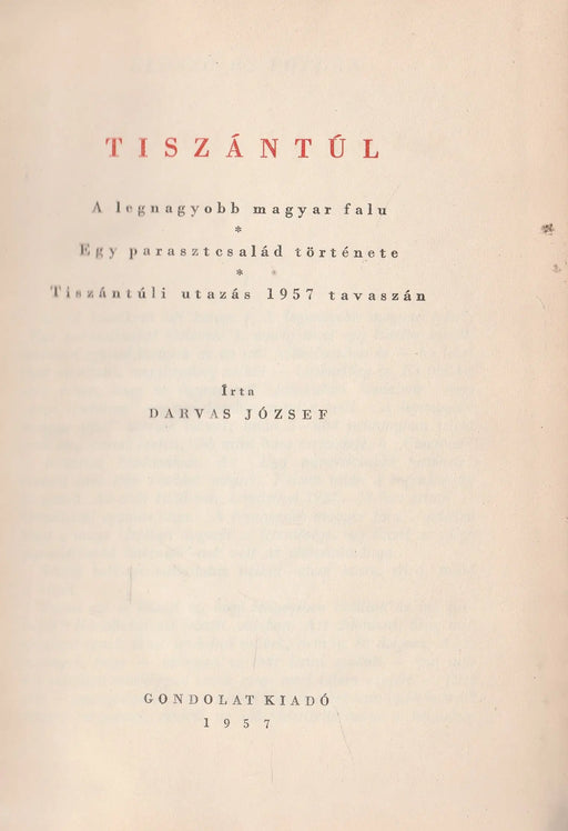 Tiszántúl - Oskola Antikvárium
