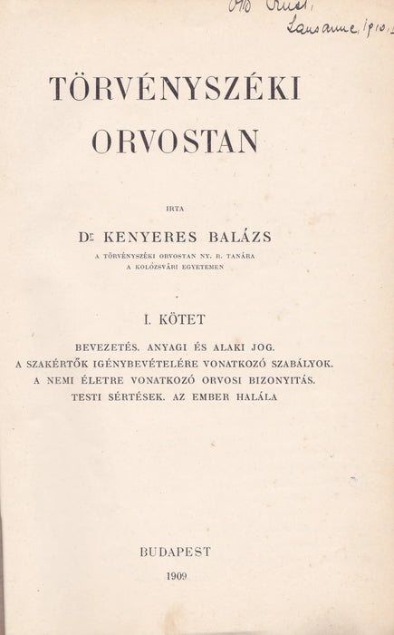 Törvényszéki orvostan I. - Oskola Antikvárium