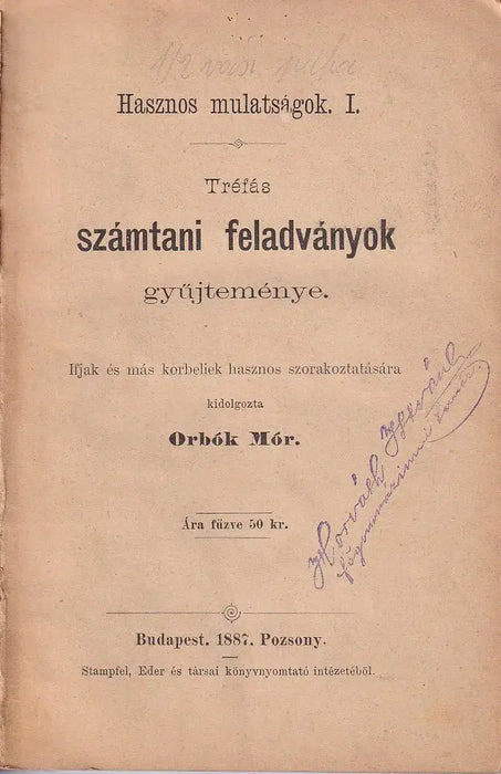 Tréfás számtani feladványok gyűjteménye - Oskola Antikvárium