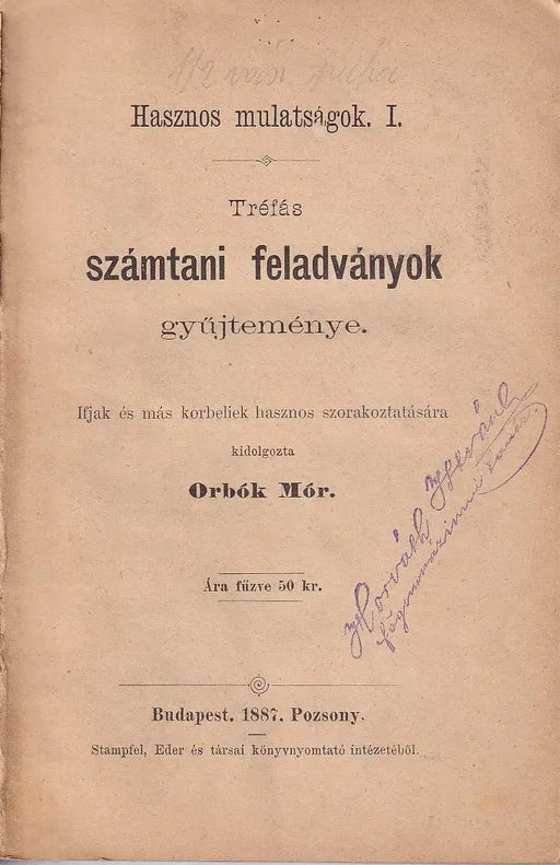 Tréfás számtani feladványok gyűjteménye - Oskola Antikvárium