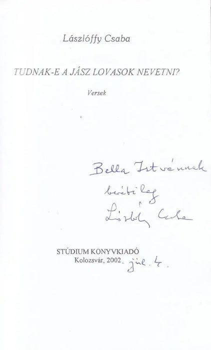 Tudnak - e a jász lovasok nevetni? - Oskola Antikvárium
