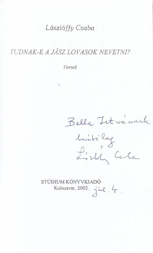 Tudnak - e a jász lovasok nevetni? - Oskola Antikvárium