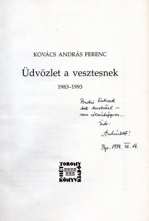 Üdvözlet a vesztesnek - Oskola Antikvárium