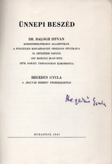 Ünnepi beszéd - Oskola Antikvárium
