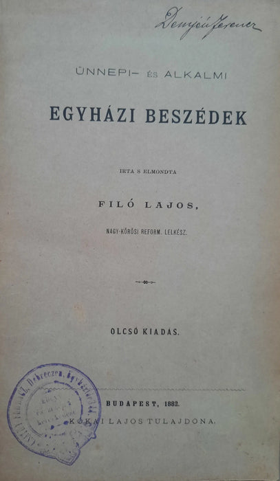 Ünnepi - és alkalmi egyházi beszédek - Oskola Antikvárium